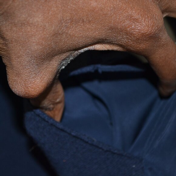 Vince Women L Wool V Neck 2 Side Pocket Pullover Navy Blue Stretch Sweater Dress - Picture 8 of 11